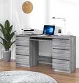 VidaXL Bureau 140x50x77 cm bewerkt hout grijs sonoma eikenkleurig