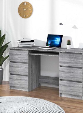 VidaXL Bureau 140x50x77 cm bewerkt hout grijs sonoma eikenkleurig