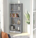 VidaXL Boekenkast 4 schappen 60x24x142 cm bewerkt hout grijs sonoma