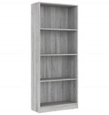 VidaXL Boekenkast 4 schappen 60x24x142 cm bewerkt hout grijs sonoma