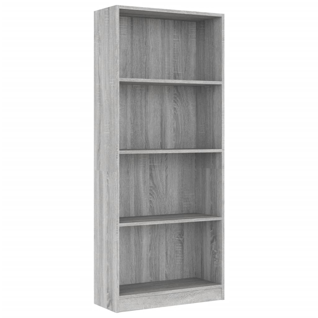 VidaXL Boekenkast 4 schappen 60x24x142 cm bewerkt hout grijs sonoma