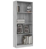 VidaXL Boekenkast 4 schappen 60x24x142 cm bewerkt hout grijs sonoma