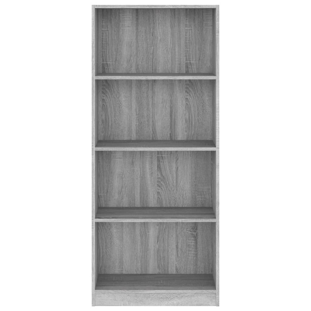 VidaXL Boekenkast 4 schappen 60x24x142 cm bewerkt hout grijs sonoma