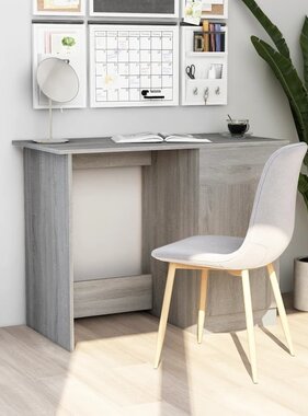VidaXL Bureau 100x50x76 cm bewerkt hout grijs sonoma eikenkleurig