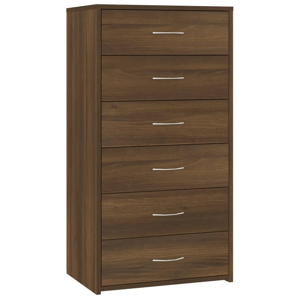 VidaXL Dressoir met 6 lades 50x34x96 cm bewerkt hout bruin eikenkleur