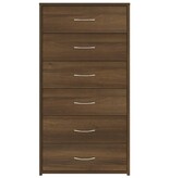 VidaXL Dressoir met 6 lades 50x34x96 cm bewerkt hout bruin eikenkleur