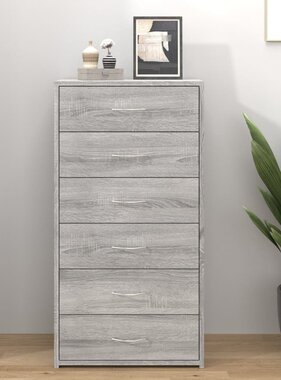 VidaXL Dressoir met 6 lades 50x34x96 cm bewerkt hout grijs sonoma