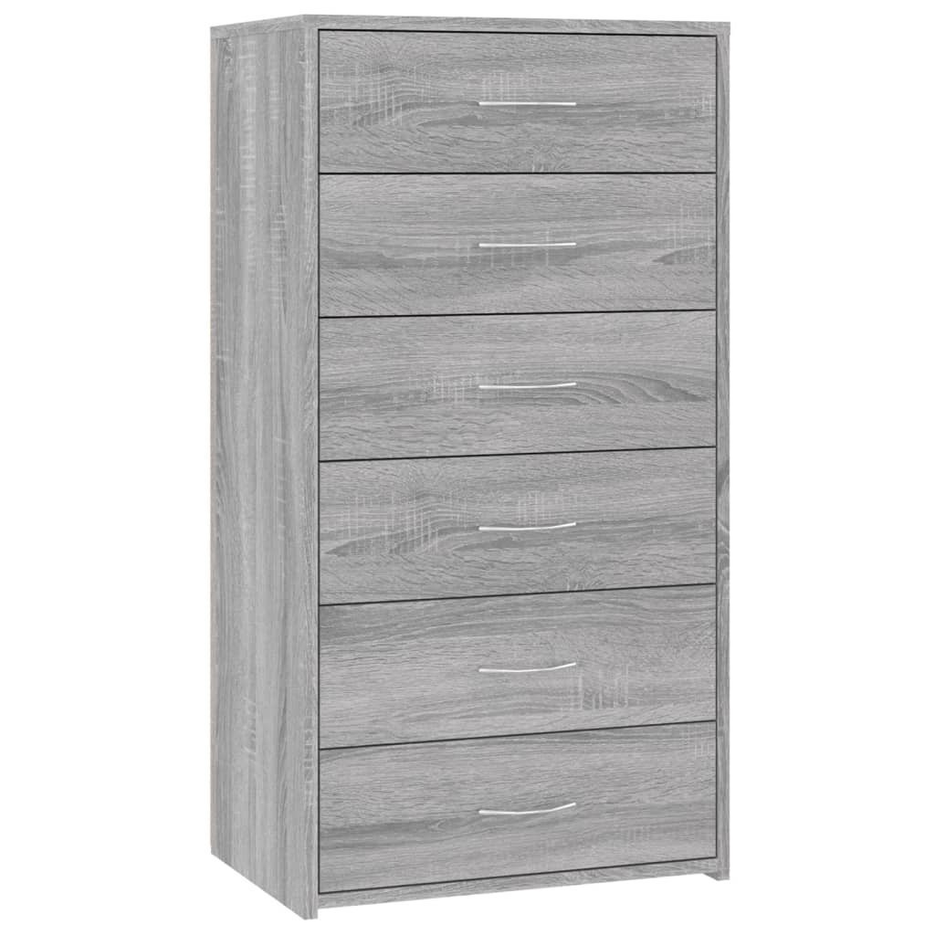 VidaXL Dressoir met 6 lades 50x34x96 cm bewerkt hout grijs sonoma