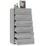 VidaXL Dressoir met 6 lades 50x34x96 cm bewerkt hout grijs sonoma