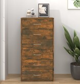 VidaXL Dressoir met 6 lades 50x34x96 cm bewerkt hout gerookt eiken