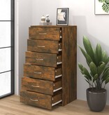 VidaXL Dressoir met 6 lades 50x34x96 cm bewerkt hout gerookt eiken