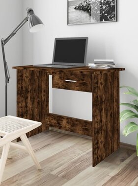 VidaXL Bureau 100x50x76 cm bewerkt hout gerookt eikenkleurig