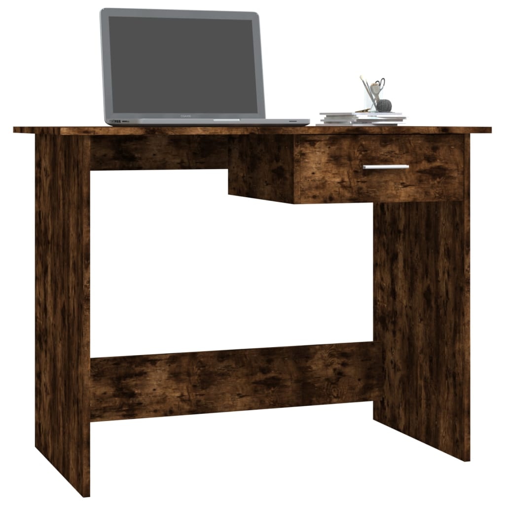 VidaXL Bureau 100x50x76 cm bewerkt hout gerookt eikenkleurig