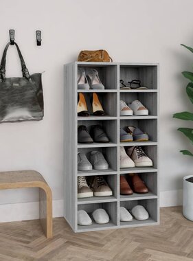 VidaXL Schoenenrek 54x34x100,5 cm bewerkt hout grijs sonoma eikenkleur