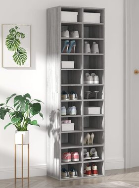 VidaXL Schoenenkast 54x34x183 cm bewerkt hout grijs sonoma eikenkleur