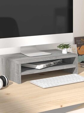 VidaXL Monitorstandaard 42x24x13 cm bewerkt hout grijs sonoma eiken