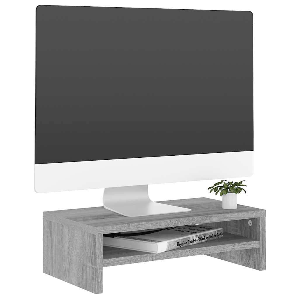 VidaXL Monitorstandaard 42x24x13 cm bewerkt hout grijs sonoma eiken