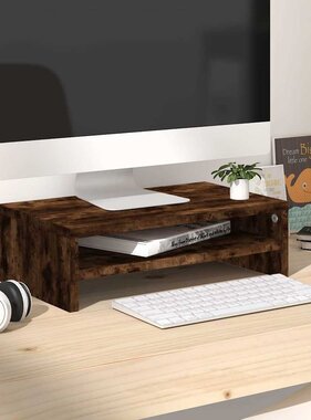 VidaXL Monitorstandaard 42x24x13 cm bewerkt hout gerookt eikenkleurig