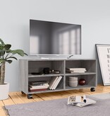 VidaXL Tv-meubel met wieltjes 90x35x35 cm bewerkt hout grijs sonoma