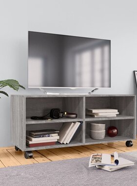 VidaXL Tv-meubel met wieltjes 90x35x35 cm bewerkt hout grijs sonoma