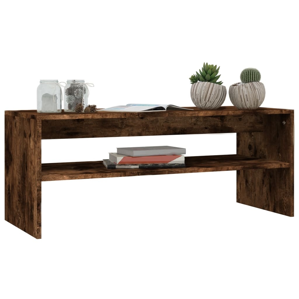 VidaXL Salontafel 100x40x40 cm bewerkt hout gerookt eikenkleurig