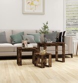 VidaXL 3-delige Tafeltjesset bewerkt hout gerookt eikenkleurig