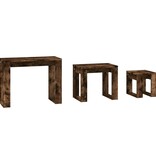 VidaXL 3-delige Tafeltjesset bewerkt hout gerookt eikenkleurig