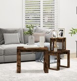 VidaXL 3-delige Tafeltjesset bewerkt hout gerookt eikenkleurig