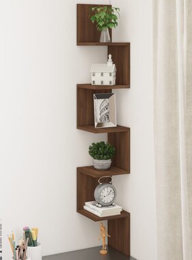 VidaXL Hoekwandschap 20x20x127,5 cm bewerkt hout bruin eikenkleur