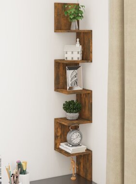 VidaXL Hoekwandschap 20x20x127,5 cm bewerkt hout gerookt eikenkleurig