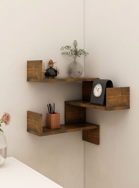VidaXL Hoekwandschap 40x40x50 cm bewerkt hout gerookt eikenkleurig