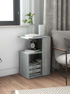 VidaXL Bijzettafel 36x30x56 cm bewerkt hout grijs sonoma eikenkleurig