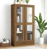 VidaXL Vitrinekast 82,5x30,5x150 cm bewerkt hout bruin eikenkleur