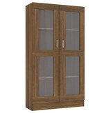 VidaXL Vitrinekast 82,5x30,5x150 cm bewerkt hout bruin eikenkleur