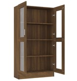VidaXL Vitrinekast 82,5x30,5x150 cm bewerkt hout bruin eikenkleur