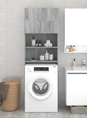 VidaXL Wasmachinekast 64x25,5x190 cm grijs sonoma eikenkleurig