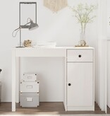 VidaXL Bureau 100x50x75 cm massief grenenhout wit