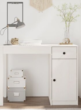 VidaXL Bureau 100x50x75 cm massief grenenhout wit