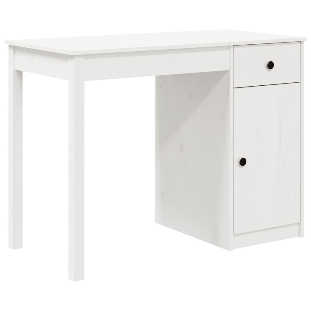 VidaXL Bureau 100x50x75 cm massief grenenhout wit
