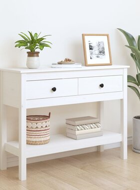 VidaXL Wandtafel 100x35x75 cm massief grenenhout wit