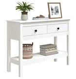 VidaXL Wandtafel 100x35x75 cm massief grenenhout wit