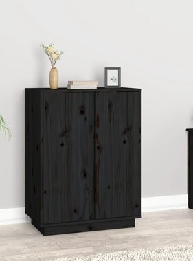 VidaXL Dressoir 60x35x80 cm massief grenenhout zwart
