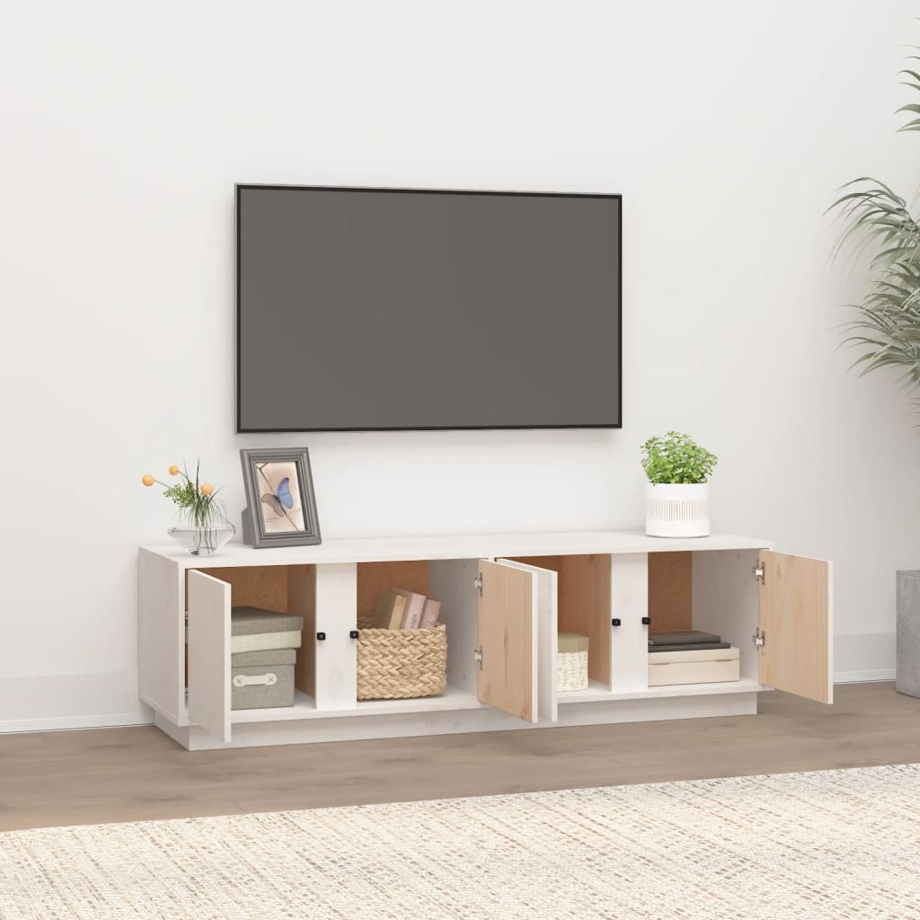 VidaXL Tv-meubel 140x40x40 cm massief grenenhout wit