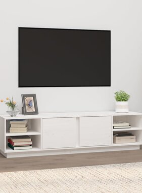 VidaXL Tv-meubel 156x40x40 cm massief grenenhout wit