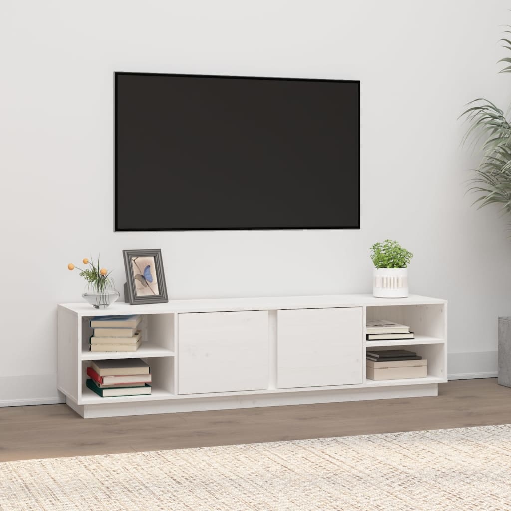 VidaXL Tv-meubel 156x40x40 cm massief grenenhout wit