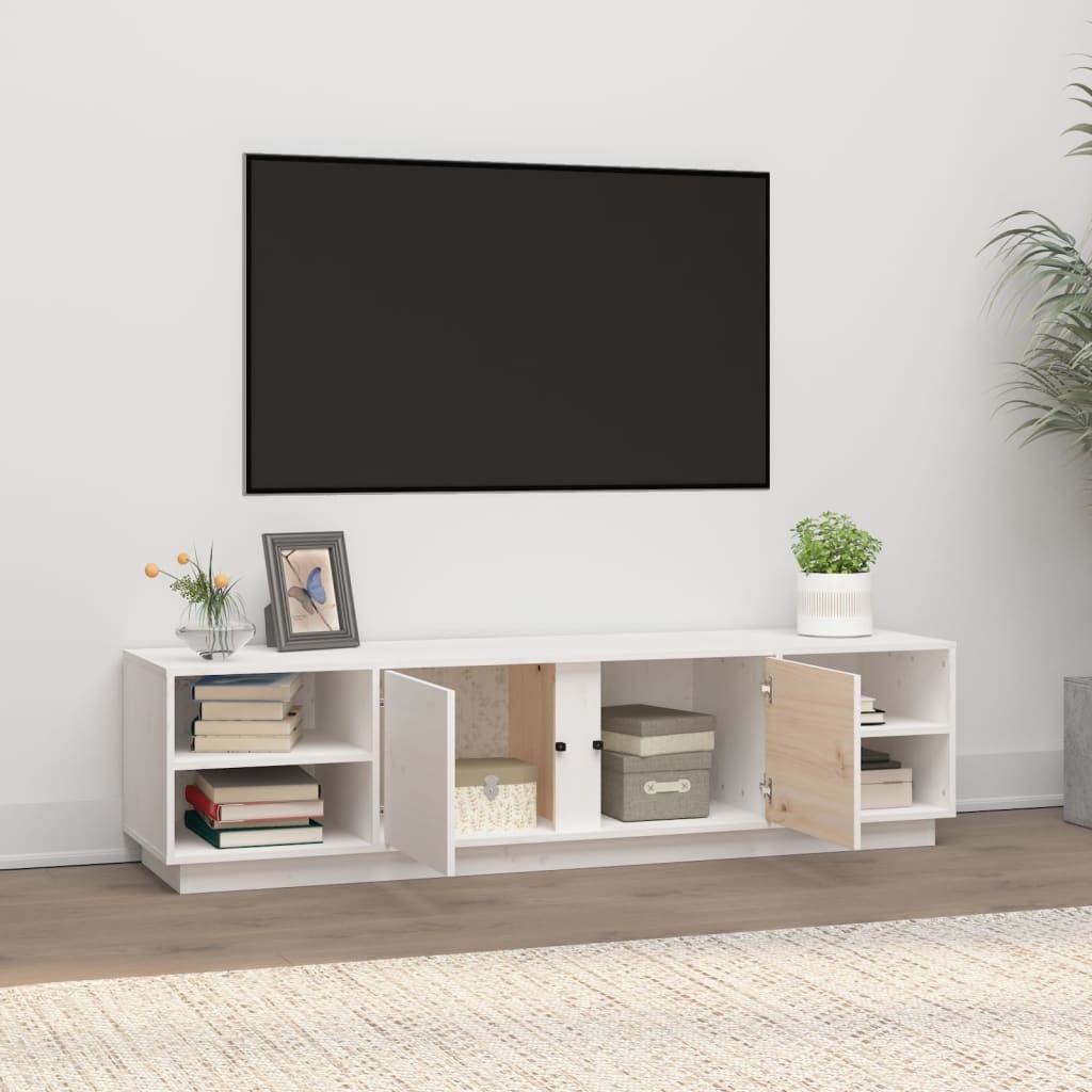 VidaXL Tv-meubel 156x40x40 cm massief grenenhout wit