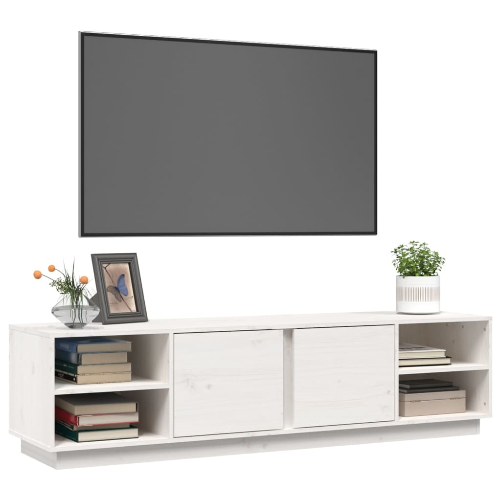 VidaXL Tv-meubel 156x40x40 cm massief grenenhout wit