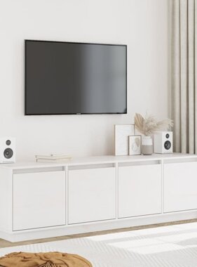 VidaXL Tv-meubel 156x37x45 cm massief grenenhout wit