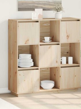 VidaXL Hoge kast 110,5x35x117 cm massief grenenhout