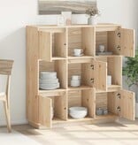 VidaXL Hoge kast 110,5x35x117 cm massief grenenhout